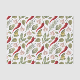 Chili Peppers, Garlic, Olives and Herbs  Tissue Paper