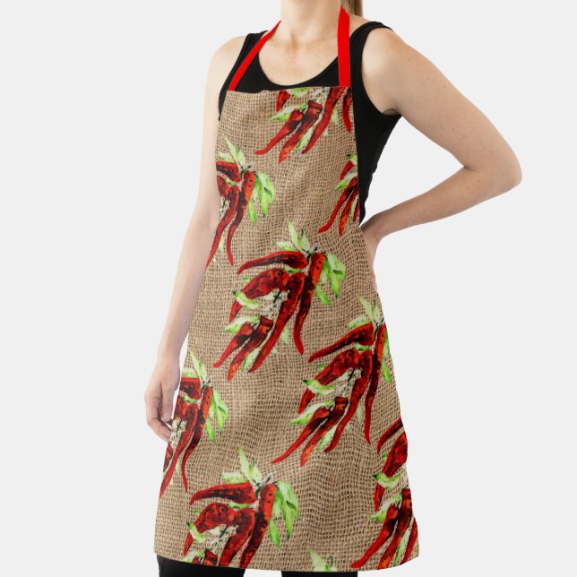 chili peppers in burlap look  All-Over Print Apron (Insitu)