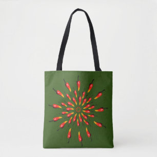 Chili Peppers Mandala Art Tote Bag