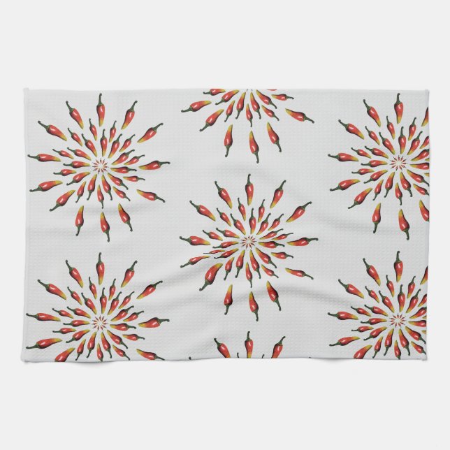 Chili  Peppers Mandala Botanical  Custom Kitchen Towel (Horizontal)