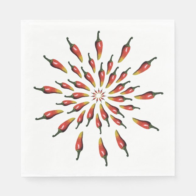Chili Peppers Mandala Pattern Napkin (Front)