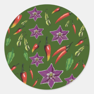 chili peppers pattern classic round sticker
