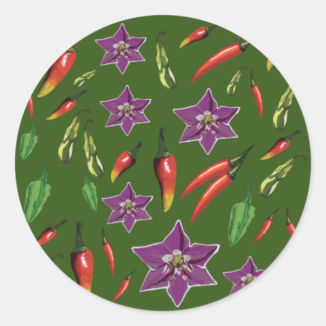 chili peppers pattern classic round sticker (Front)