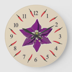 Chili Peppers Purple Blossom Wall Clock
