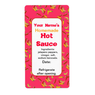 Chili Peppers Red Add Your Name Hot Sauce Labels