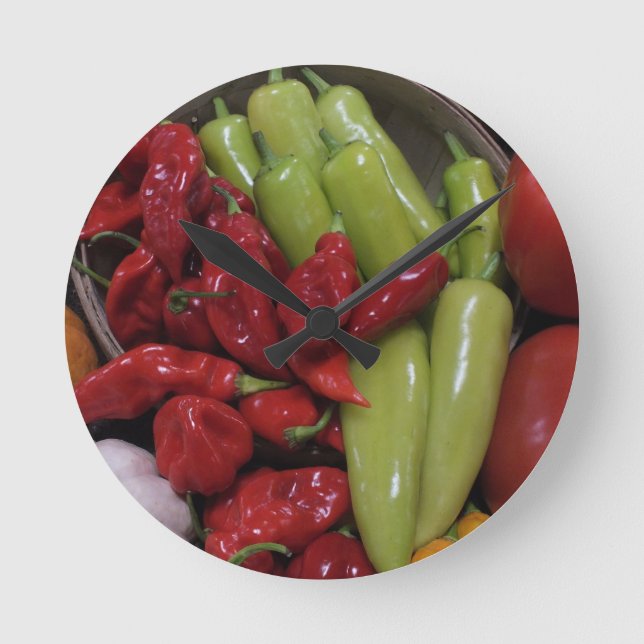 Chili Peppers Round Clock (Front)