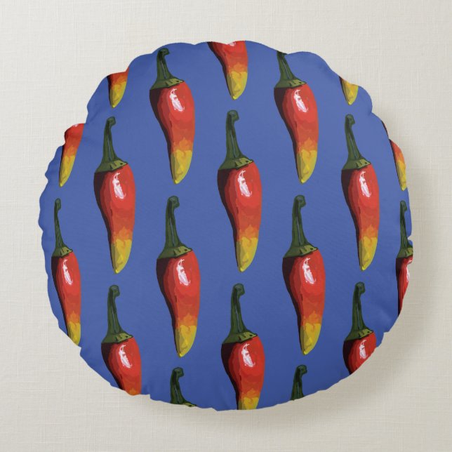 Chili Peppers Round Pillow (Front)