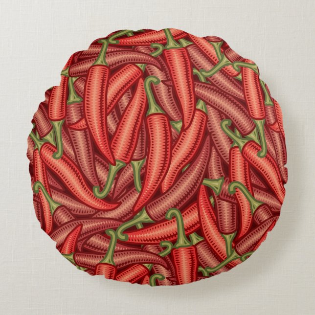 Chili Peppers Round Pillow (Front)