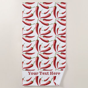 Chili Peppers serviette de plage en texte personna