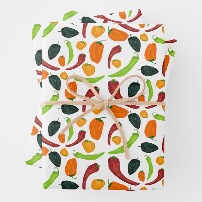 Chili Peppers Southwestern Spicy Pepper Chili Cook Wrapping Paper Sheet (In situ)