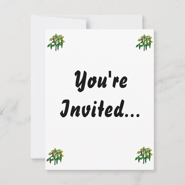 Chili Plant Many Peppers Graphic Invitation (Front)