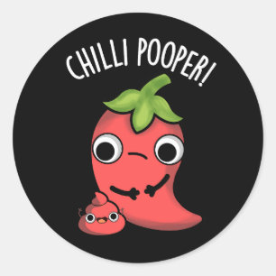 Chili Pooper Funny Pepper Pun Classic Round Sticker