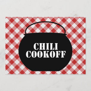 Chili Pot Silo, Red & White Checked Cloth Cookoff Invitation