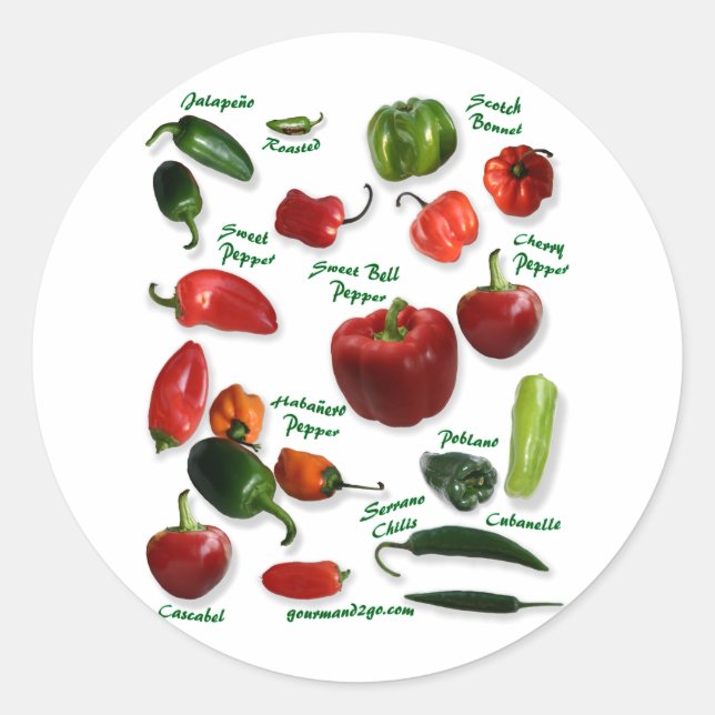 Chili Varieties Classic Round Sticker (Front)