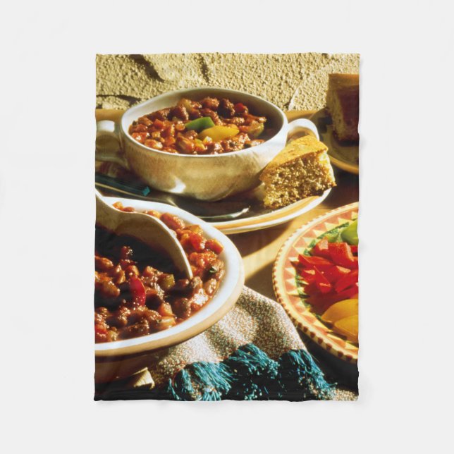 Chili with Cornbread Fleece Blanket (Front)