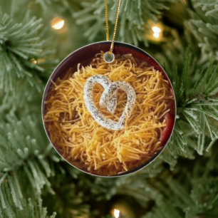 Chili with Sour Cream Heart Ceramic Ornament
