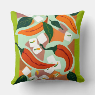 Chilies & Ice Cubes Throw Pillow