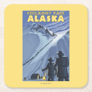 Chilkoot Pass, Alaska Gold Miners Square Paper Coaster