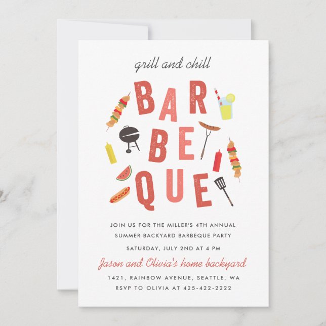 Chill and Grill Barbeque party  Invitation (Front)