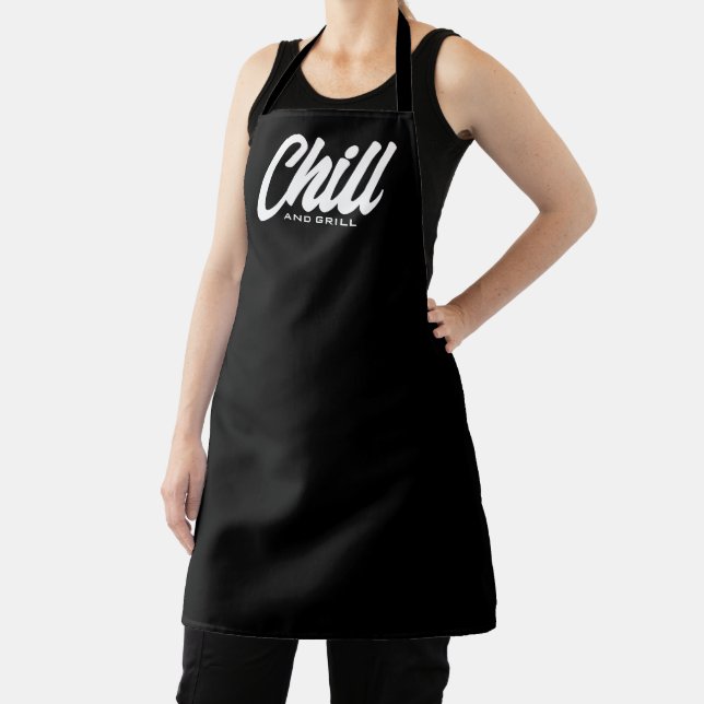 Chill and grill funny BBQ apron for men and women (Insitu)