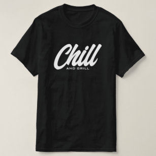 Chill and grill funny black BBQ t shirt for men