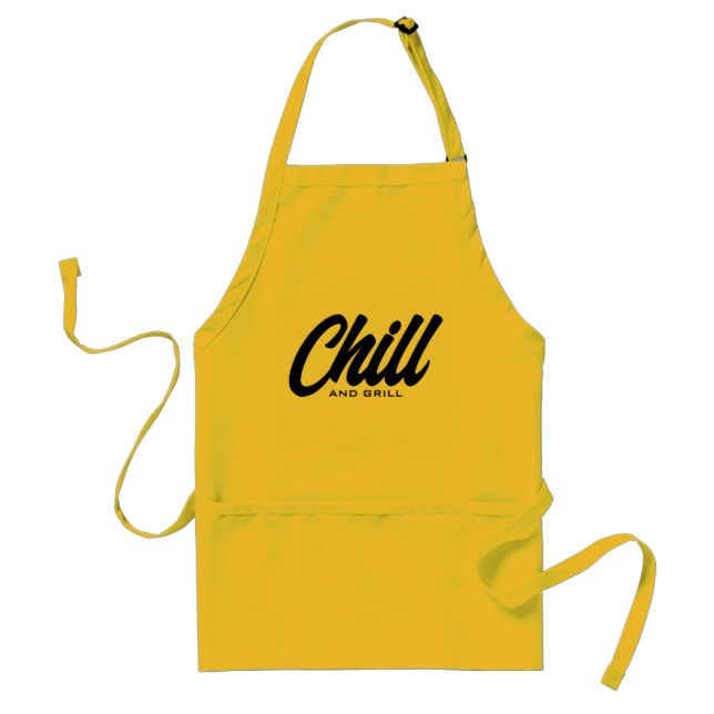 Chill and grill funny yellow BBQ arpon for men Standard Apron (Front)