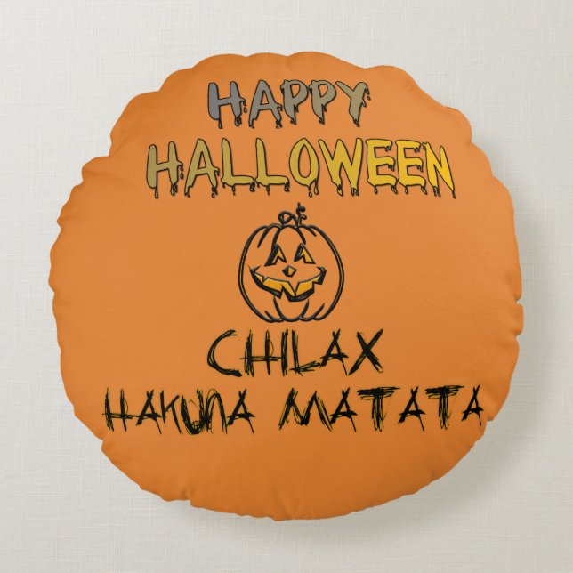 Chill and Relax Happy Halloween Collection Round Pillow (Front)