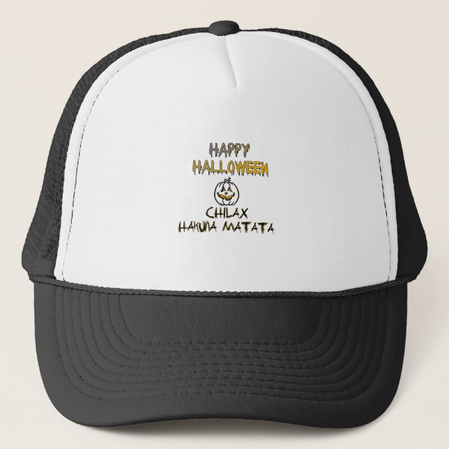 Chill and Relax Happy Halloween Collection Trucker Hat (Front)