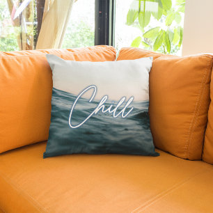 Chill Beach House Ocean Wave Throw Pillow