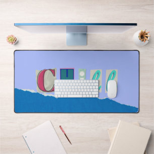 Chill Blue Collage Desk Mat
