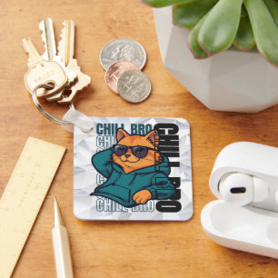 Chill Bro Cat Keychain