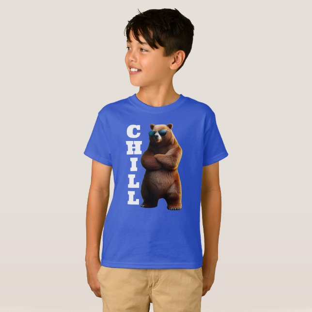 Chill Brown Bear in Sunglasses T-Shirt (Front Full)