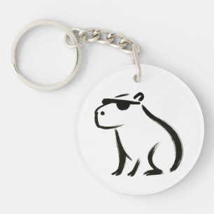 Chill Capybara – Ink Brush Design on Keychain