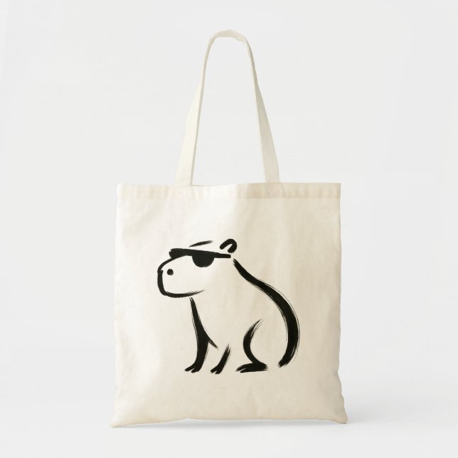 Chill Capybara – Ink Brush Design Tote Bag (Front)