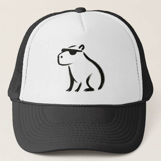 Chill Capybara – Ink Brush Design Tote Bag Trucker Hat (Front)