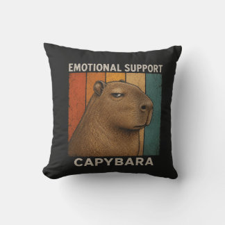 Chill Capybara Retro Sunset Vintage Animal Lover Throw Pillow