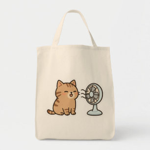 Chill Cat by the Fan – Cute Summer Sticker" Tote Bag