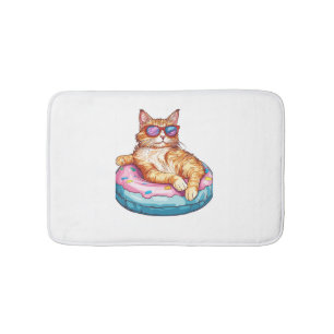 Chill Cat Summer Vibes – Poolside Funny Kitty Bath Mat