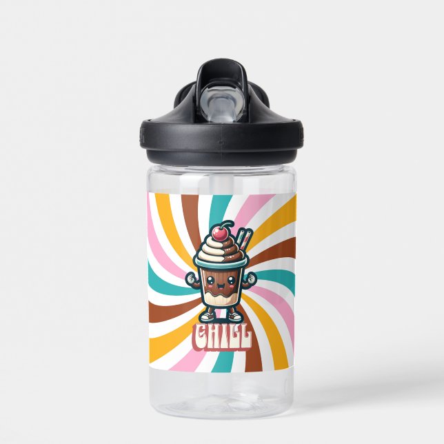 Chill Chocolate Milkshake Pun  Water Bottle (Front)