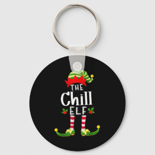 Chill Christmas Elf Matching Pajama X-mas Party  Keychain