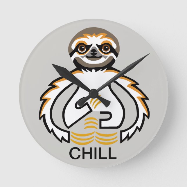 CHILL - Cool SLOTH - Wildlife - Nature Round Clock (Front)
