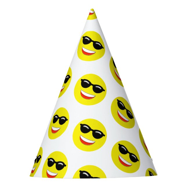 Chill Cool Sunglasses Smiling Emoji Party Hat (Front)