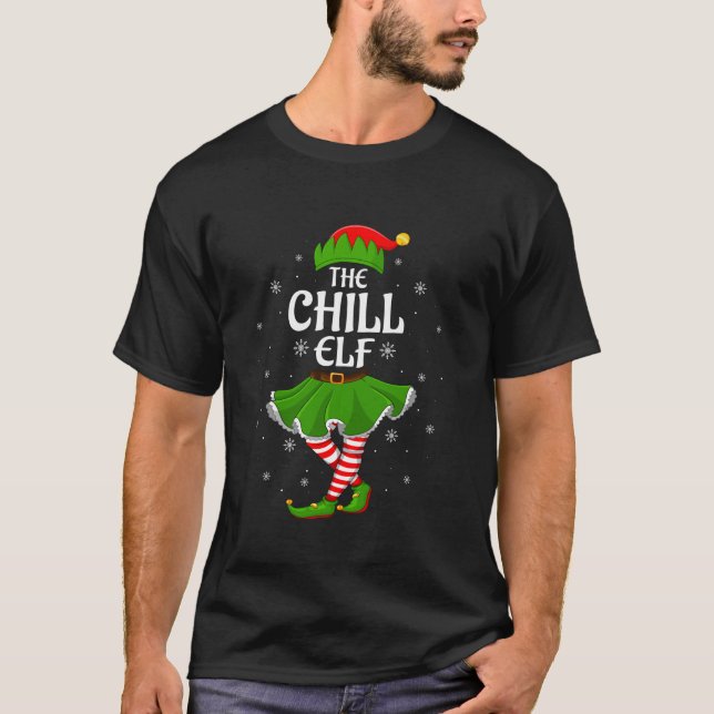 Chill Elf Christmas Family Girls Women Elf Squad X T-Shirt (Front)