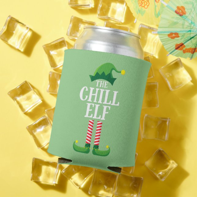 Chill Elf Matching Family Group Christmas Party Can Cooler (In Situ Summer)