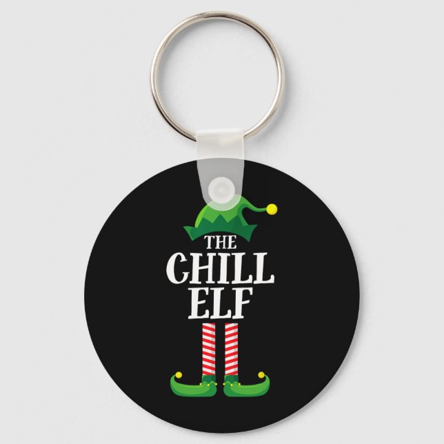 Chill Elf Matching Family Group Christmas Party  Keychain (Front)