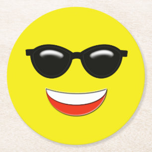Chill Emoji Round Paper Coaster