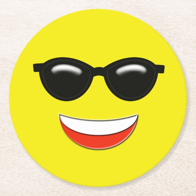 Chill Emoji Round Paper Coaster (Front)