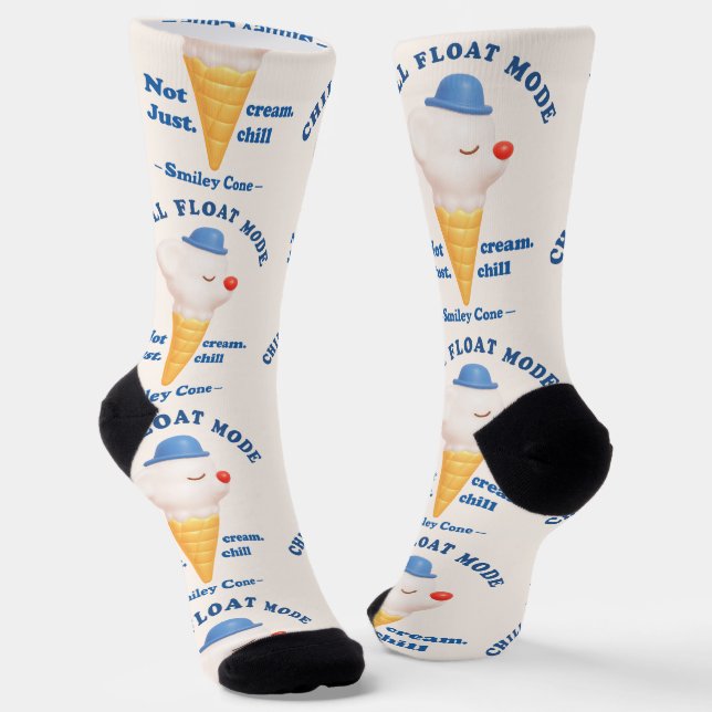 Chill Float Mode: Not Just Cream Dog Ice Cream Socks (Angled)