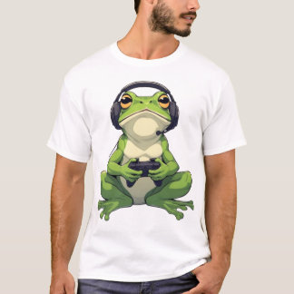 Chill Frog Gamer – Cute Gaming Mascot Design T-Shirt