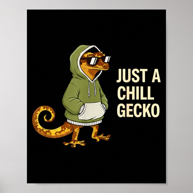 Chill Gecko Sunglasses Graphic Lizard Illustration Poster (Front)